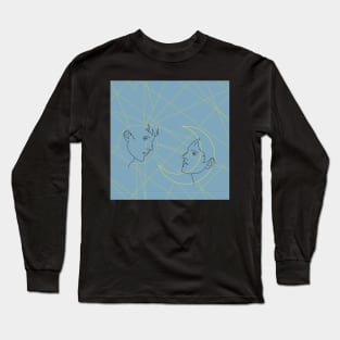 sun and moon - light blue Long Sleeve T-Shirt